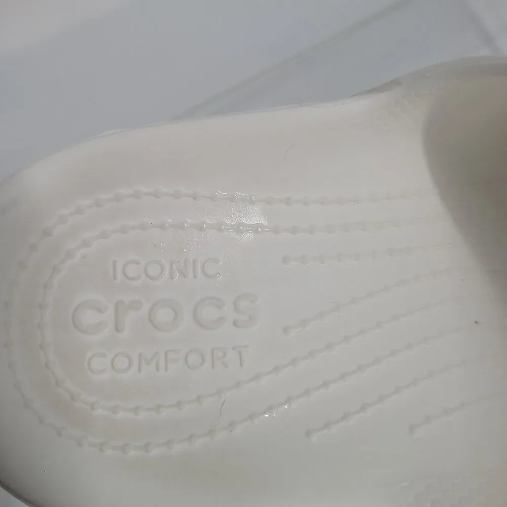 Crocs Classic Silver Glitter Wmn Sz 11 Men 9 Sandal White Double Strap Open Toe
